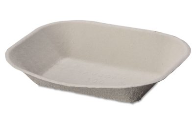 Savaday Molded Fiber Food Tray, 1-Compartment, 7 x 9, Beige, Paper, 250/Bag, 500/Carton