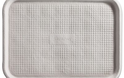 Savaday Molded Fiber Flat Food Tray, 1-Compartment, 16 x 12, White, Paper, 200/Carton