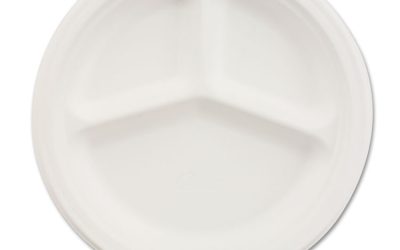 Paper Dinnerware, 3-Compartment Plate, 10.25″ Dia, White, 500/carton