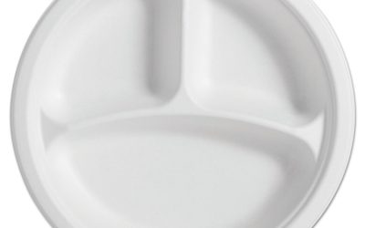 Paperpro Naturals Fiber Round Plates, 3-Compartment, 10.25″ Dia, Natural, 125/pack, 4 Packs/carton