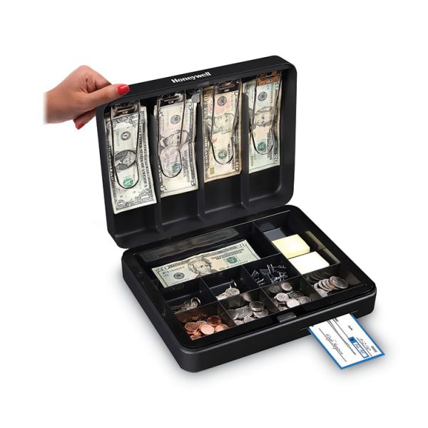 Deluxe Cash Security Box, 11.8 X 9.4 X 3.7, Steel, Black - Image 2
