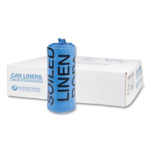 Lldpe 30X43 1 Mil Blue Printed "Soiled Linen"  Can Liner Rolls