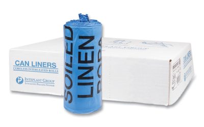 Lldpe 30X43 1 Mil Blue Printed “Soiled Linen”  Can Liner Rolls