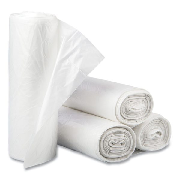 Draw-Tuff Institutional Draw-Tape Can Liners, 12 gal, 0.7 mil, 28" x 24", White, 25 Bags/Roll, 12 Rolls/Carton - Image 2