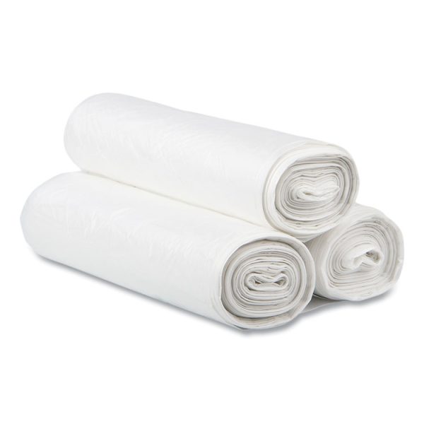 Draw-Tuff Institutional Draw-Tape Can Liners, 12 gal, 0.7 mil, 28" x 24", White, 25 Bags/Roll, 12 Rolls/Carton - Image 4
