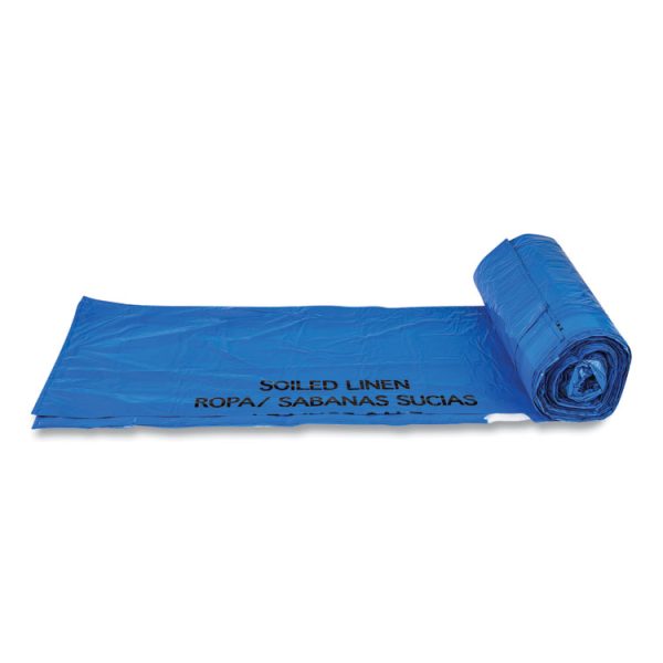 Draw-Tuff Institutional Draw-Tape Can Liners, 30 gal, 1 mil, 30.5" x 40", Blue, 25 Bags/Roll, 8 Rolls/Carton - Image 4