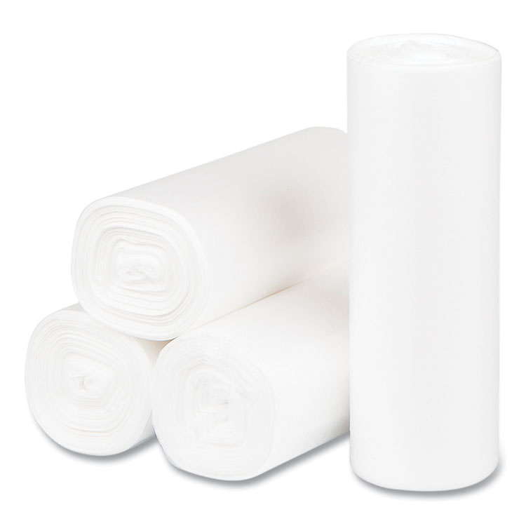 High-Density Commercial Can Liners, 4 gal, 6 mic, 17" x 18", Clear, 50 Bags/Roll, 40 Perforated Rolls/Carton - Image 2