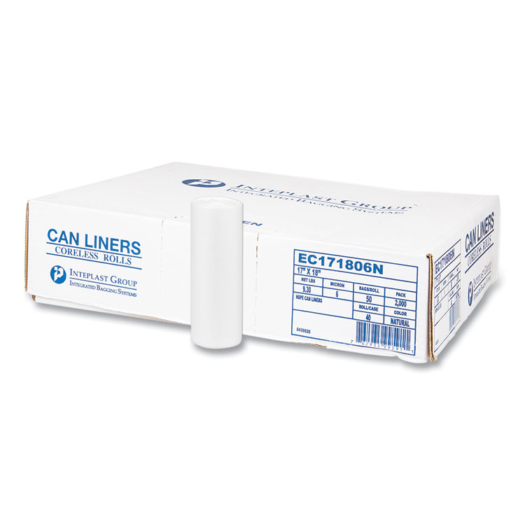 High-Density Commercial Can Liners, 4 gal, 6 mic, 17" x 18", Clear, 50 Bags/Roll, 40 Perforated Rolls/Carton - Image 3