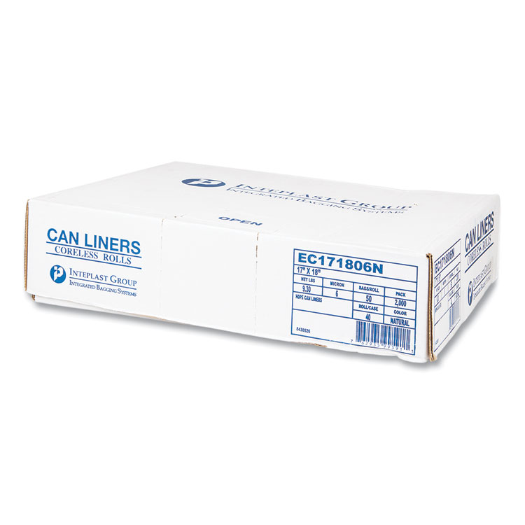 High-Density Commercial Can Liners, 4 gal, 6 mic, 17" x 18", Clear, 50 Bags/Roll, 40 Perforated Rolls/Carton - Image 4