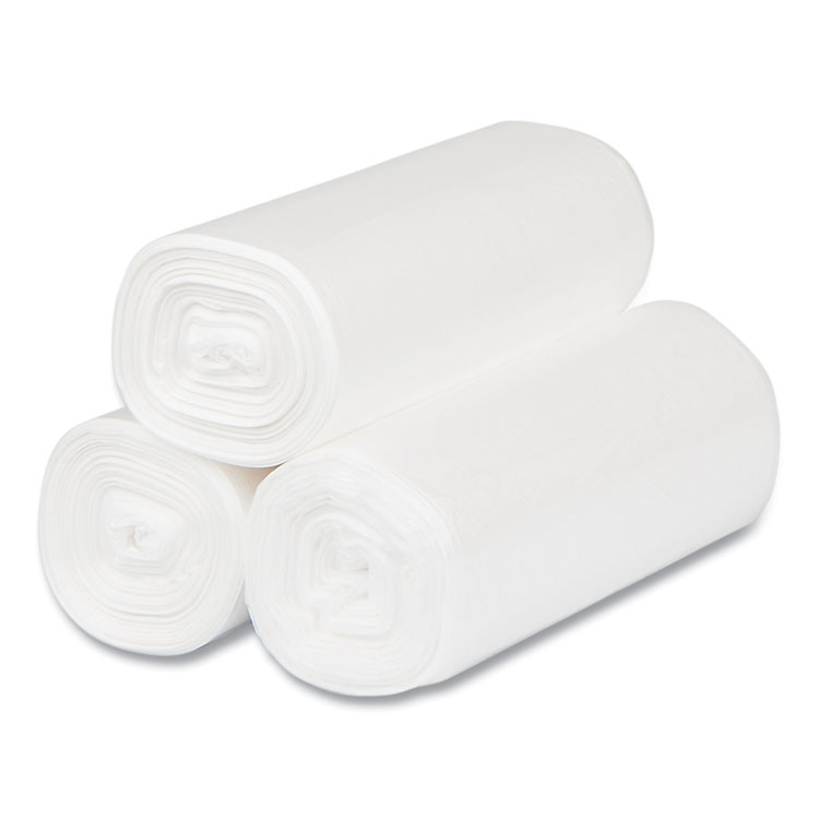 High-Density Commercial Can Liners, 4 gal, 6 mic, 17" x 18", Clear, 50 Bags/Roll, 40 Perforated Rolls/Carton - Image 5