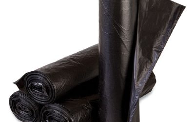 High-Density Commercial Can Liners, 10 gal, 6 mic, 24″ x 24″, Black, 50 Bags/Roll, 20 Perforated Rolls/Carton