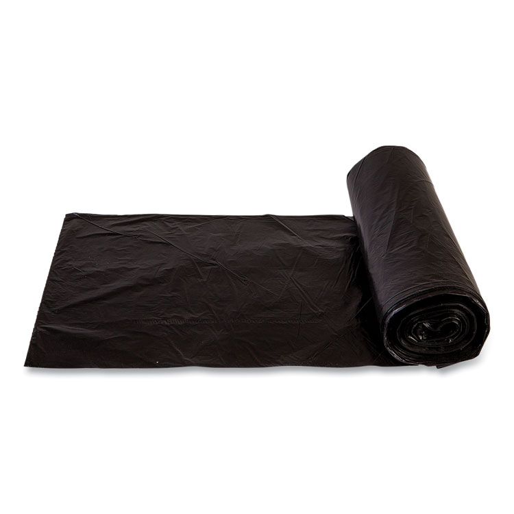 High-Density Commercial Can Liners, 10 gal, 6 mic, 24" x 24", Black, 50 Bags/Roll, 20 Perforated Rolls/Carton - Image 4