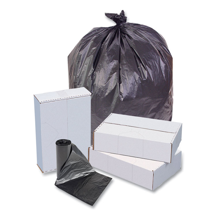 High-Density Commercial Can Liners, 10 gal, 6 mic, 24" x 24", Black, 50 Bags/Roll, 20 Perforated Rolls/Carton - Image 5