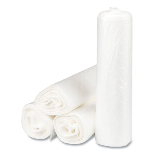 High-Density Commercial Can Liners, 10 gal, 8 mic, 24" x 24", Natural, 50 Bags/Roll, 20 Interleaved Rolls/Carton - Image 2