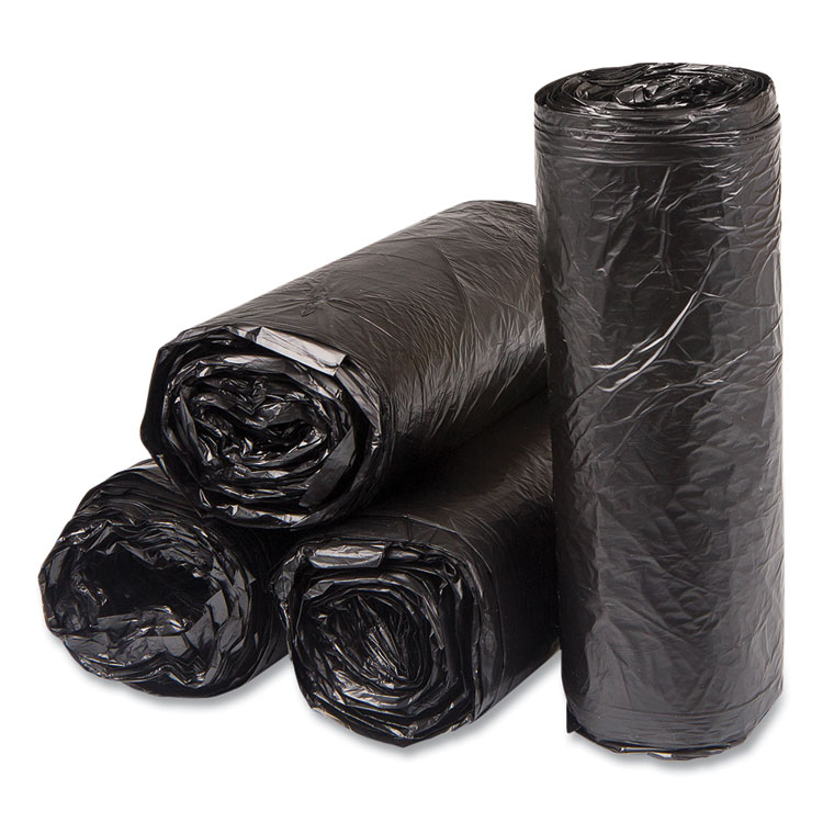 High-Density Commercial Can Liners, 16 gal, 6 mic, 24" x 33", Black, 50 Bags/Roll, 20 Interleaved Rolls/Carton - Image 2