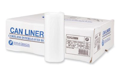 High-Density Commercial Can Liners, 16 gal, 8 mic, 24″ x 33″, Natural, 50 Bags/Roll, 20 Interleaved Rolls/Carton