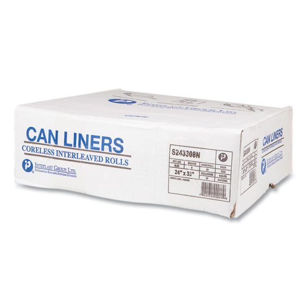 High-Density Commercial Can Liners, 16 gal, 8 mic, 24" x 33", Natural, 50 Bags/Roll, 20 Interleaved Rolls/Carton - Image 3