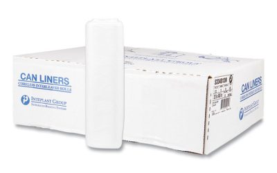 High-Density Commercial Can Liners, 33 gal, 13 mic, 33″ x 40″, Clear, 25 Bags/Roll, 20 Interleaved Rolls/Carton