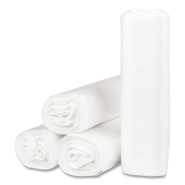 High-Density Commercial Can Liners, 33 gal, 13 mic, 33" x 40", Clear, 25 Bags/Roll, 20 Interleaved Rolls/Carton - Image 2