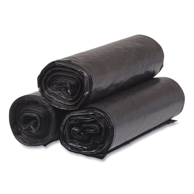 High-Density Commercial Can Liners, 33 gal, 16 mic, 33" x 40", Black, 25 Bags/Roll, 10 Interleaved Rolls/Carton - Image 3