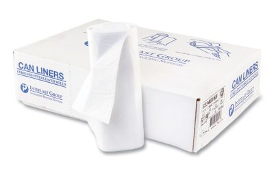 High-Density Commercial Can Liners, 33 gal, 16 mic, 33″ x 40″, Clear, 25 Bags/Roll, 10 Interleaved Rolls/Carton