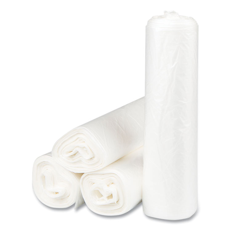 High-Density Commercial Can Liners, 33 gal, 17 mic, 33" x 40", Clear, 25 Bags/Roll, 10 Interleaved Rolls/Carton - Image 2