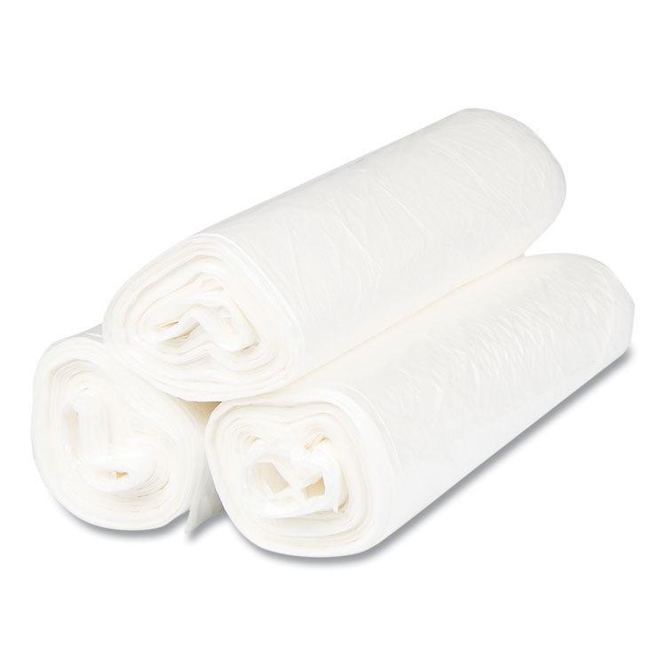 High-Density Commercial Can Liners, 33 gal, 17 mic, 33" x 40", Clear, 25 Bags/Roll, 10 Interleaved Rolls/Carton - Image 4