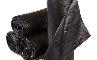 High-Density Commercial Can Liners, 33 gal, 22 mic, 33″ x 40″, Black, 25 Bags/Roll, 10 Interleaved Rolls/Carton
