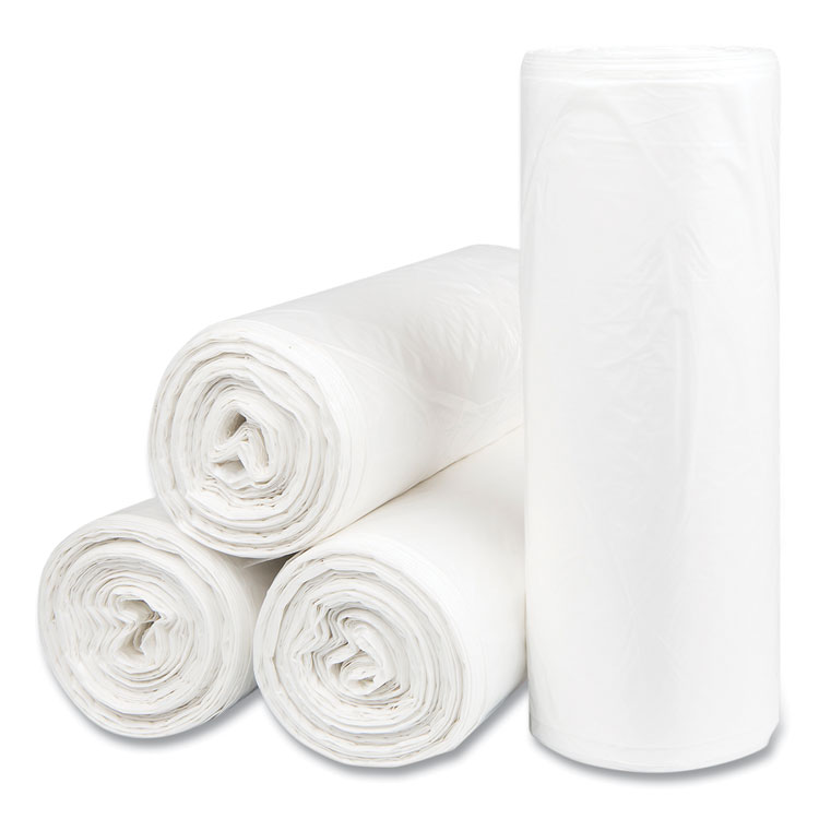 High-Density Commercial Can Liners, 55 gal, 14 mic, 36" x 60", Clear, 25 Bags/Roll, 8 Interleaved Rolls/Carton - Image 2