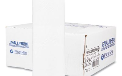 High-Density Commercial Can Liners, 55 gal, 17 mic, 36″ x 60″, Clear, 25 Bags/Roll, 8 Interleaved Rolls/Carton