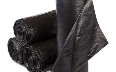 High-Density Commercial Can Liners, 55 gal, 22.1 mic, 36″ x 60″, Black, 25 Bags/Roll, 6 Interleaved Rolls/Carton