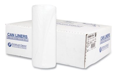 High-Density Commercial Can Liners, 60 gal, 17 mic, 38″ x 60″, Clear, 25 Bags/Roll, 8 Interleaved Rolls/Carton