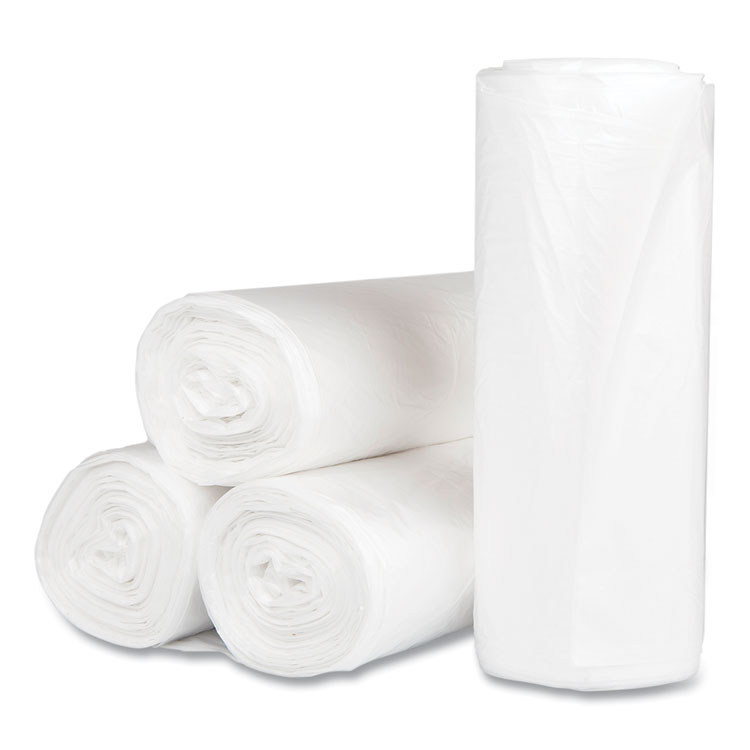 High-Density Commercial Can Liners, 60 gal, 17 mic, 38" x 60", Clear, 25 Bags/Roll, 8 Interleaved Rolls/Carton - Image 2