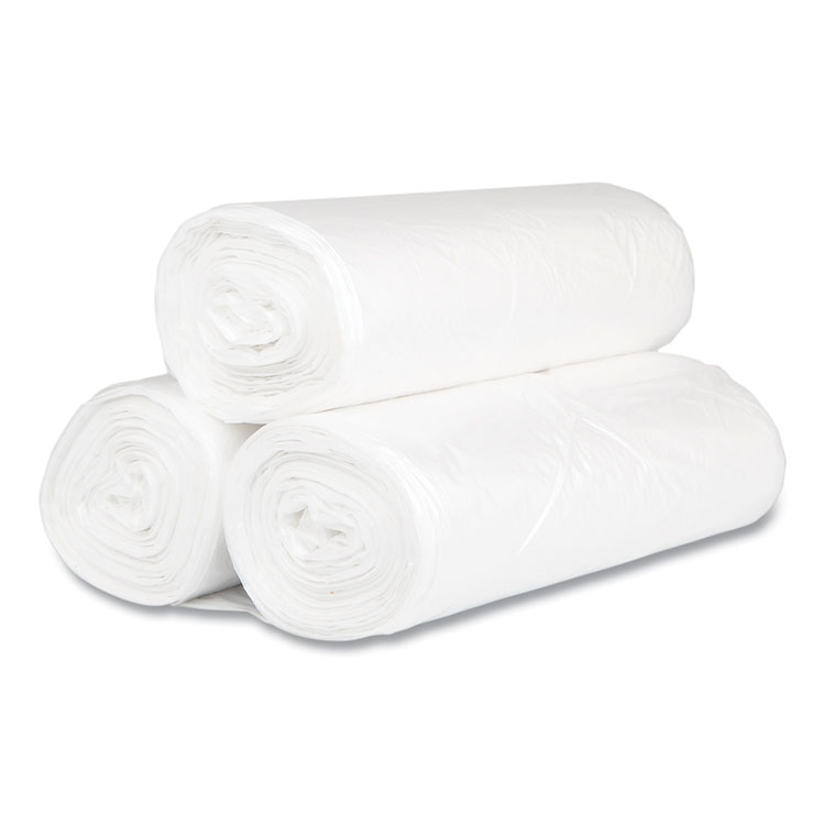 High-Density Commercial Can Liners, 60 gal, 17 mic, 38" x 60", Clear, 25 Bags/Roll, 8 Interleaved Rolls/Carton - Image 3