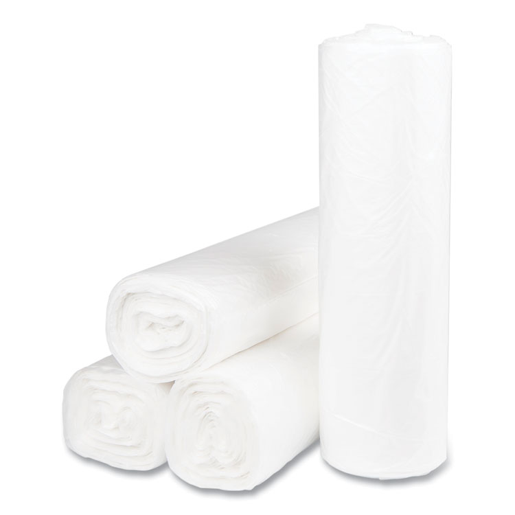 High-Density Commercial Can Liners, 45 gal, 14 mic, 40" x 48", Clear, 25 Bags/Roll, 10 Interleaved Rolls/Carton - Image 2