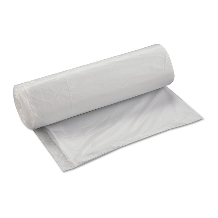 High-Density Commercial Can Liners, 45 gal, 17 mic, 40" x 48", Clear, 25 Bags/Roll, 10 Interleaved Rolls/Carton - Image 3