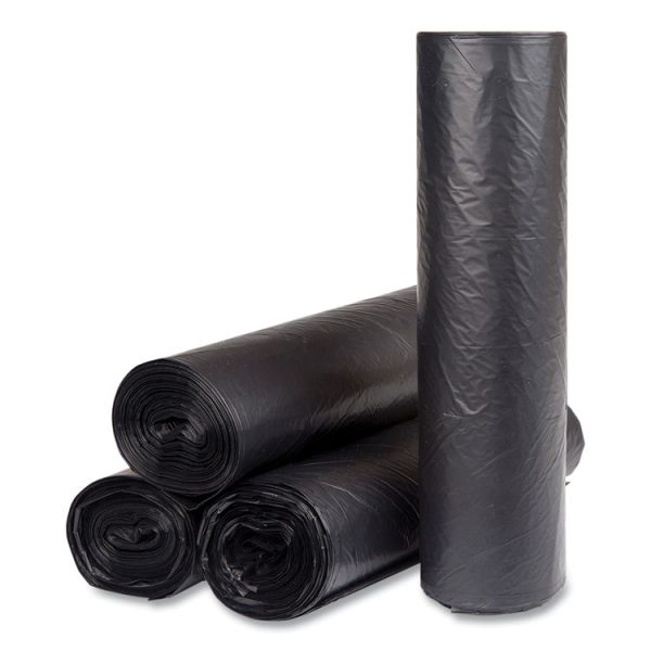 High-Density Commercial Can Liners, 60 gal, 16 mic, 43" x 48", Black, 25 Bags/Roll, 8 Interleaved Rolls/Carton - Image 2