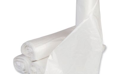 Low-Density Commercial Can Liners, Coreless Perforated Roll, 10 gal, 0.35mil, 24″ x 24″, Clear, 50 Bags/Roll, 20 Rolls/Carton