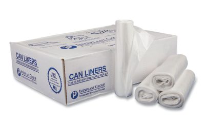 Low-Density Commercial Can Liners, Coreless Perforated Roll, 16 gal, 0.35mil, 24″ x 33″, Clear, 50 Bags/Roll, 20 Rolls/Carton