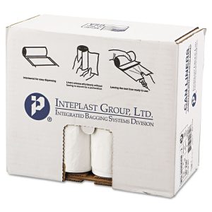 Low-Density Commercial Can Liners, Coreless Interleaved Roll, 30 gal, 0.7 mil, 30" x 36", White, 25 Bags/Roll, 8 Rolls/Carton