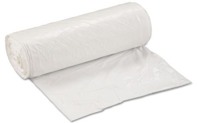 Low-Density Commercial Can Liners, Coreless Interleaved Roll, 30 gal, 0.8 mil, 30″ x 36″, White, 25 Bags/Roll, 8 Rolls/Carton