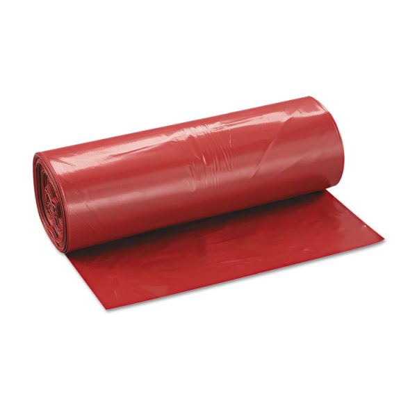 Biohazard Low-Density Commercial Can Liners, Coreless Interleaved Roll, 4 gal, 1.3 mil, 40" x 46", Red, 20/Roll, 5 Rolls/CT - Image 4