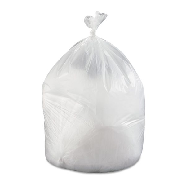 High-Density Commercial Can Liners Value Pack, 60 gal, 19 mic, 38" x 58", Clear, 25 Bags/Roll, 6 Interleaved Rolls/Carton - Image 2