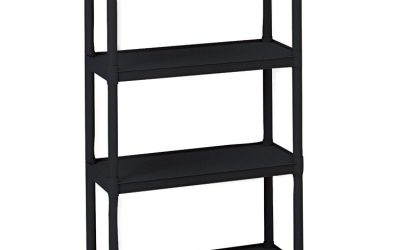 Rough n Ready Open Storage System, Four-Shelf, Injection-Molded Polypropylene, 32w x 13d x 54h, Black