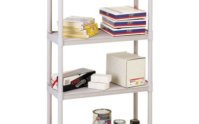 Rough n Ready Open Storage System, Four-Shelf, Injection-Molded Polypropylene, 32w x 13d x 54h, Platinum