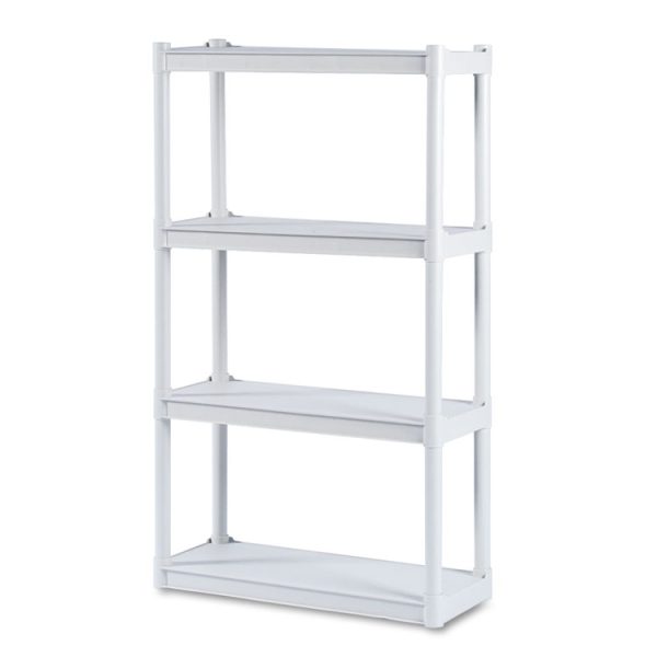 Rough n Ready Open Storage System, Four-Shelf, Injection-Molded Polypropylene, 32w x 13d x 54h, Platinum - Image 2