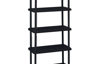 Rough n Ready Open Storage System, Five-Shelf, Blow-Molded HDPE, 36w x 18d x 74h, Black