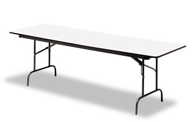 OfficeWorks Commercial Wood-Laminate Folding Table, Rectangular, 72″ x 30″ x 29″, Gray/Charcoal