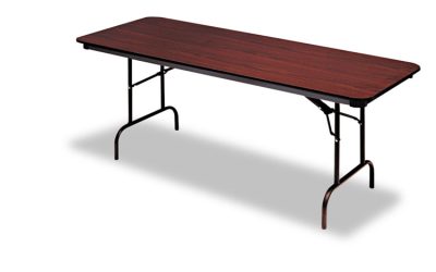 OfficeWorks Commercial Wood-Laminate Folding Table, Rectangular, 96″ x 30″ x 29″, Mahogany