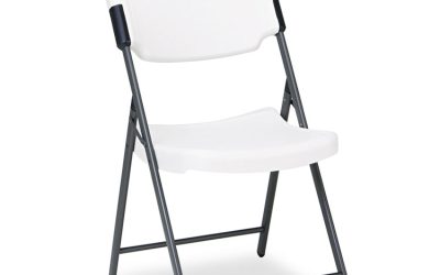 Rough n Ready Commercial Folding Chair, Supports Up to 350 lb, 15.25″ Seat Height, Platinum Seat, Platinum Back, Black Base